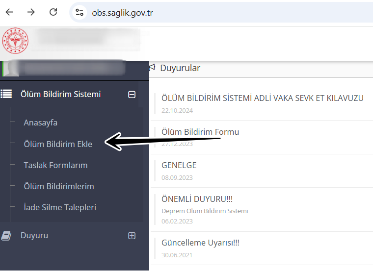 ÖBS Sisteminde Ölüm Bildirimi Eklenmesi